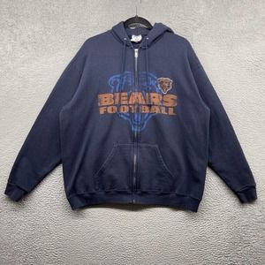 NFL Team Apparel Men Hooded Jacket Blue Chicago Bear Long Sleeve Full Zip Size L